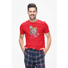  D&B Férfi/Unisex Póló ST00053 Cat Piros-Méret 5XL