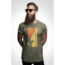 D&B Férfi/Unisex Póló ST00149 Guitar Katonai zöld-Méret S férfi póló