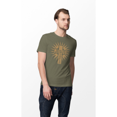 D&B Férfi/Unisex Póló ST00184 Jesus Katonai zöld-Méret S