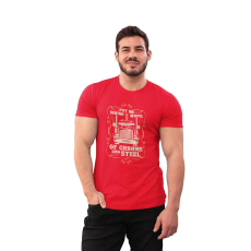  D&B Férfi/Unisex Póló ST00219 Chrome And Stee Piros-Méret M