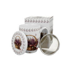  D.G.53722 Porcelánbögre tetővel, fémszűrővel, 360ml, dobozban, Lavender bögrék, csészék