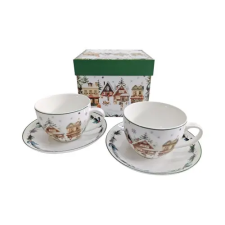  D.G.68863 Porceláncsésze+alj, 270ml, 2 személyes, dobozban, Christmas Village konyhai eszköz