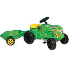 D-Toys Traktor utánfutóval, pedálos, zöld, 139cm 100 lábbal hajtható járgány