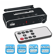  DAC digitális analóg audio konverter Bluetooth vevő Optikai SPDIF Toslink USB olvasó RCA 3,5 mm jack kimenet távirányitós audió/videó kellék, kábel és adapter
