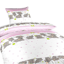 Dadka ágynemű, krepp, elefántok, rózsaszín 140 × 200, 70 × 90 cm lakástextília