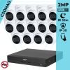 Dahua 14 dome kamerás analóg megfigyelőrendszer 2MP HD dóm biztonsági kamera, 2.8 mm fix objektívvel