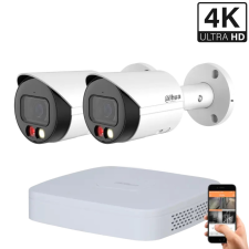 Dahua 2 kültéri kamerás IP kamerarendszer 8MP színes éjjellátással (DAHUA-IP-8MP-02) megfigyelő kamera