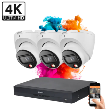 Dahua 3 dome biztonsági kamerás IP kamera rendszer 8MP színes éjszakai képpel megfigyelő kamera