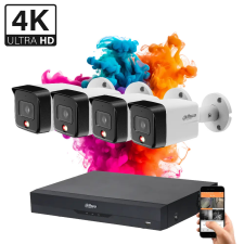 Dahua 4 biztonsági kamerás IP kamera rendszer 8MP színes éjszakai képpel megfigyelő kamera