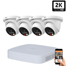 Dahua 4 dome kültéri kamerás IP kamerarendszer 4MP színes éjjellátással megfigyelő kamera