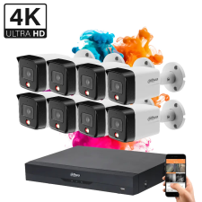 Dahua 8 biztonsági kamerás IP kamera rendszer 8MP színes éjszakai képpel megfigyelő kamera