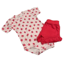 Dalma 2 részes nyári szett - Fehér/Rózsaszín Epres 86 babaruha szett