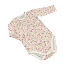 Dalma Hosszú Ujjú Body - Fehér Rózsaszín Virágos - 86 kombidressz, body