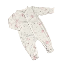 Dalma Pamut Ujjas Rugdalózó - Fehér/Pasztell Rózsaszín Virágos Pillangós 74 rugdalózó