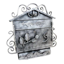 Damech Postaláda, újsághellyel, kovácsolt elemek, ezüst, C4 formátum, 52,5x15,5x53 cm postaláda
