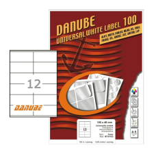 DANUBE 105*48 mm Danube A4 íves etikett címke, fehér színű (100 ív/doboz) etikett