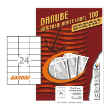 DANUBE 70*37 mm Danube A4 íves etikett címke, fehér színű (100 ív/doboz) etikett