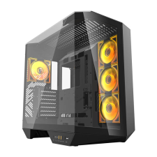 DarkFlash DY470 Full Tower Számítógépház + 4db 120mm ventilátor - Fekete (DY470 BLACK) számítógép ház