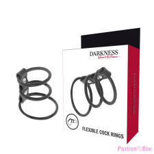 DARKNESS BONDAGE Darkness tripla gumigyűrűs péniszhám péniszgyűrű