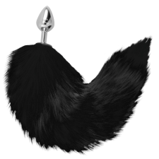  DARKNESS – ezüst anális dugó fekete farokkal, 8 cm anál