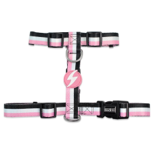 Dashi Stripes Pink&amp;Black H-hám nyakörv, póráz, hám kutyáknak