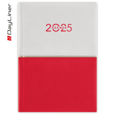 DAYLINER Határidőnapló Contrast A5 napi, fehér lapokkal fehér-piros Dayliner 2025. határidőnapló