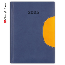 DAYLINER Határidőnapló Memphis A5 napi, fehér lapokkal kék-sárga Dayliner 2025. határidőnapló