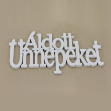 DC Fa felirat "Áldott Ünnepeket" 20cm x 13cm - fehér dekorációs kellék
