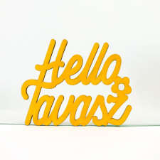 DC Fa felirat "Helló Tavasz" 11cm x 8,5cm - sárga dekorációs kellék