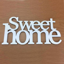DC Fa felirat &quot;Sweet Home&quot; 14cm x 7cm - fehér dekorációs kellék