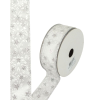 DC Karácsonyi szalag drótos szegéllyel 4cm széles - ezüst csillagos