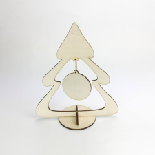DC Natúr fa fenyő gömbdísszel 19cm x 17,5cm karácsonyi dekoráció