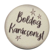 DC Nyomtatott fa tábla - Boldog Karácsonyt 5cm krém-barna dekorációs kellék