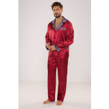 De Lafense Adam férfi szaténpizsama, borvörös 3XL férfi pizsama