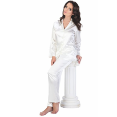 De Lafense Classic női fehér szatén pizsama, hosszú L