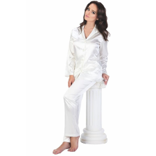 De Lafense Classic női fehér szatén pizsama, hosszú M hálóing, pizsama