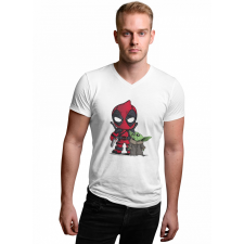  Deadpool és Baby Yoda - Férfi V Nyakú Póló férfi póló
