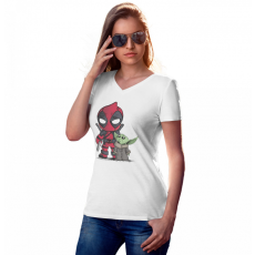  Deadpool és Baby Yoda - Női V-Nyakú Póló