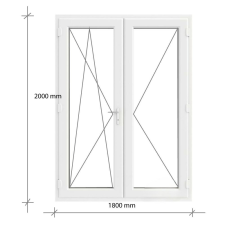 Decco 180x200 Kétszárnyas Erkélyajtó Középen felnyíló + Bukó – Nyíló kivitelben nyílászáró