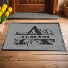 Deconline Customs Egyedi Monogramos Lábtörlő személyre szabható névvel 60x40 cm szürke Monogram1 lakástextília