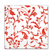 Decorata Szalvéta piros virág mintás 33x33 cm, 20 db/csomag party kellék
