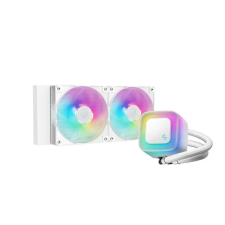 Deepcool CPU Water Cooler - LE240 WH V2 (max 31,6dB; max. 128,93 m3/h; 2x12cm, A-RGB LED, fehér) (LE240 WH V2) hűtés