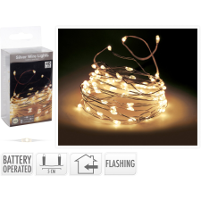  Dekor micro LED drótfényfüzér 2 m melegfehér elemes villogó effekttel karácsonyfa izzósor