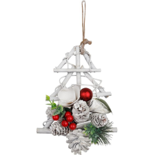 Dekorácia MagicHome Vianoce, stromček s čečinou a šiškami, závesný, 18x6x20 cm karácsonyi dekoráció