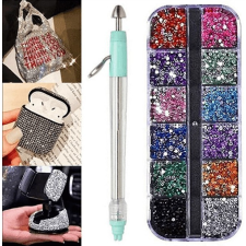  Dekorációs készlet, 2000 DB díszítő Strasszkő applikátorral körömdíszítő