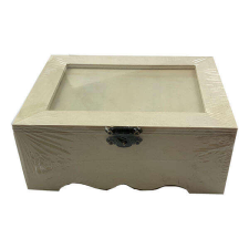 Dekorálható keretes natur fa doboz - 17x7,5x13 cm dekorációs kellék