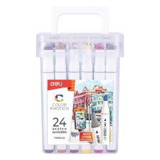 Deli Color Emotion Alkoholos kétvégű marker készlet - Vegyes színek (24 db / csomag) filctoll, marker
