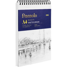 DELI FINENOLO a4, álló, 160 g/m2, rövid oldalán spirálozott, fehér rajzpapírfüzet dec276 füzet