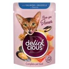 Delickcious Lazacszeletek kagylóval ízletes szószban 85g macskaeledel