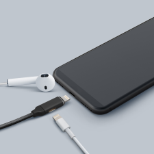 delight 2in1 iPhone Lightning adatkábel - 1m - fekete (55443I-BK) kábel és adapter